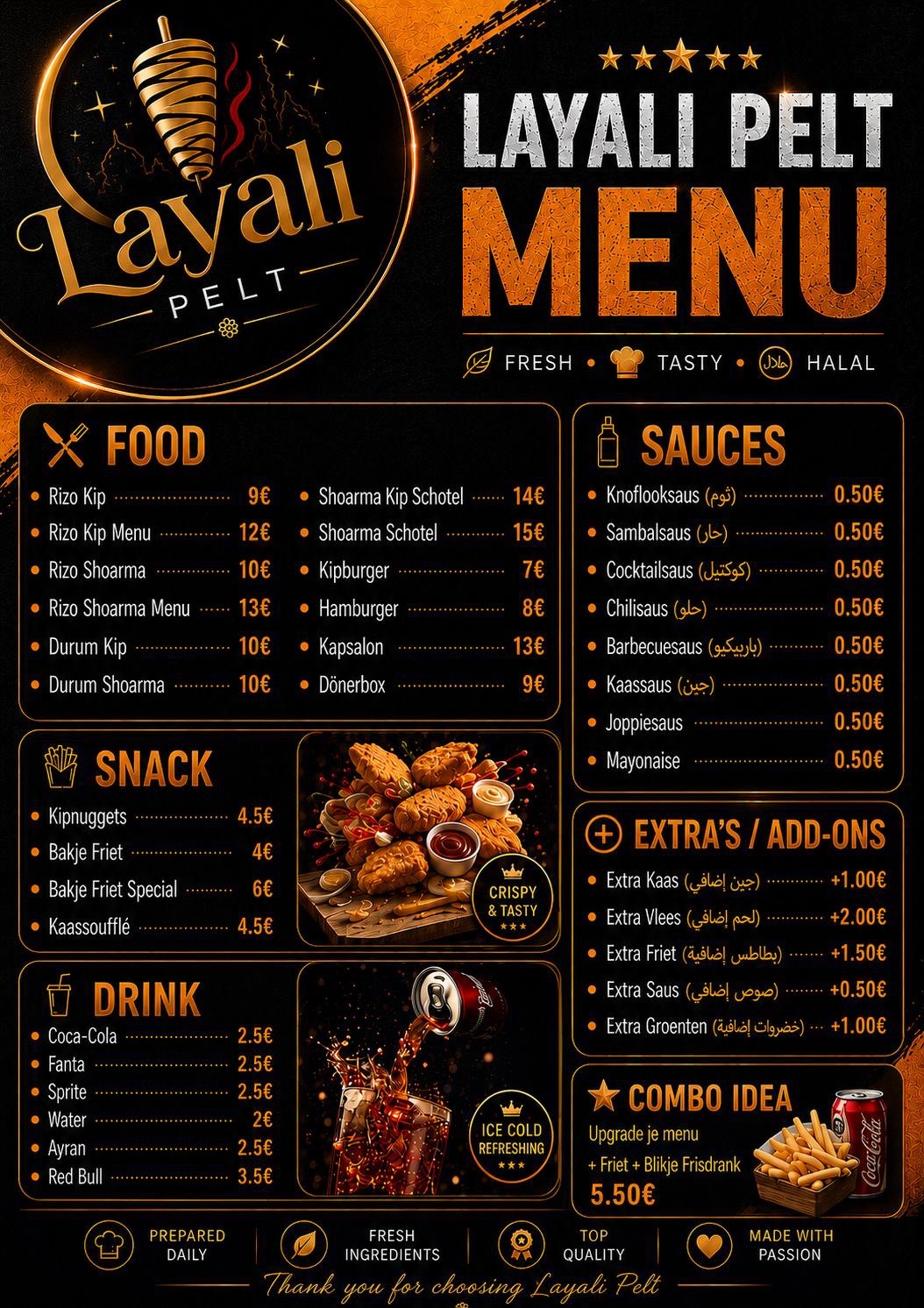 Layali Pelt Menu